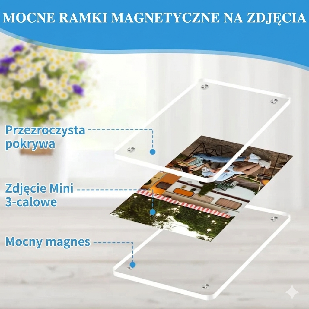 Krystalicznie przezroczysty magnetyczny uchwyt na zdjęcia