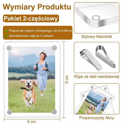 Krystalicznie przezroczysty magnetyczny uchwyt na zdjęcia